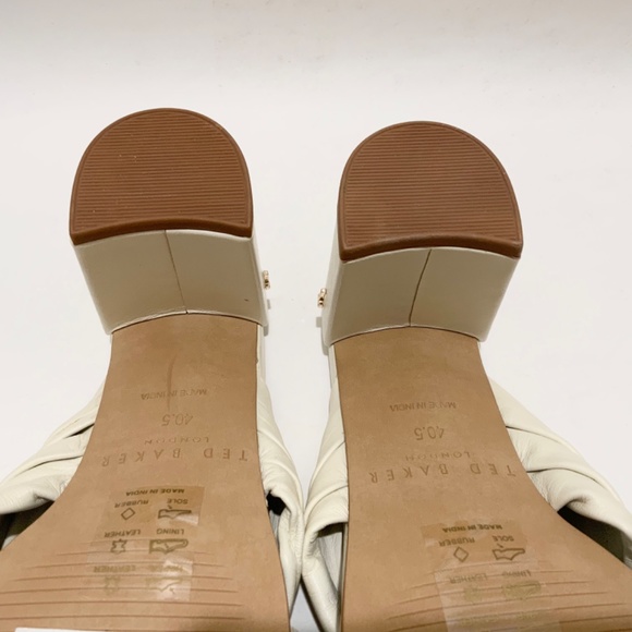 Ted Baker London Pyford White Leather Heeled Sandals Sqaure Toe Mules 10 40.5 - Picture 16 of 16